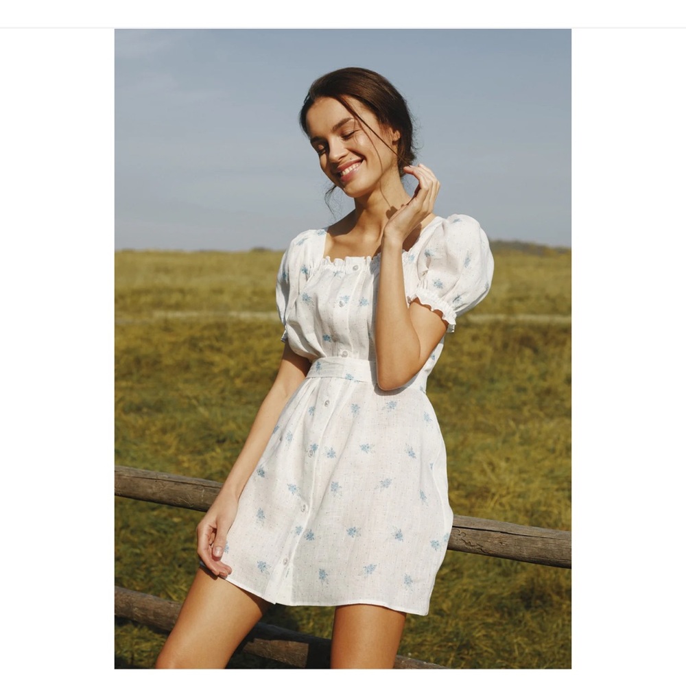Sleeper Brigitte mini dress in Linum